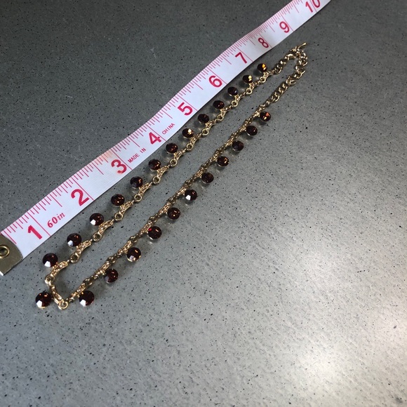 Gold necklace w/ brown diamond like stones-topaz - Picture 7 of 8